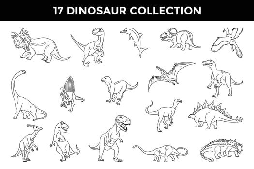 dinosaur outline drawing illustration collection vector