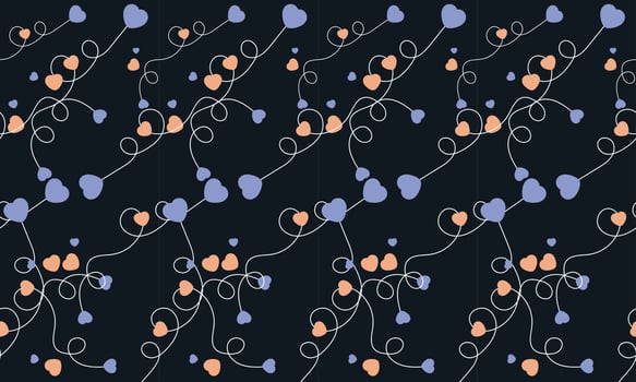 Seamless heart pattern on black background vector