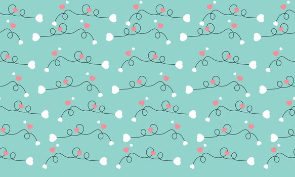 Seamless heart pattern on blue background vector