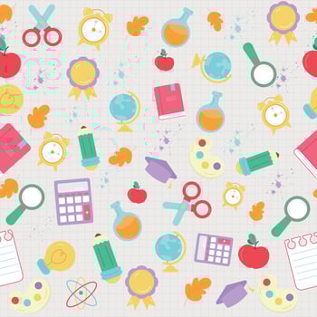 Seamless pattern back to school with school items. Vector illustration