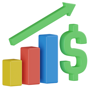 Finance Growth 3D Render Icon png