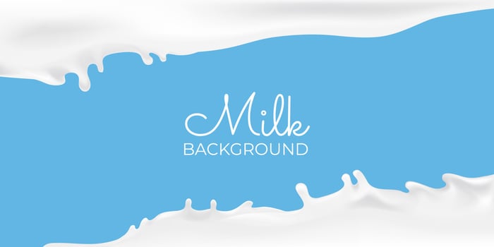 3D vector realistic illustration, milk splash and pour, natural dairy products, yogurt or cream splatter drops, on blue background. Print, template, design advertising element. Milk package frame.