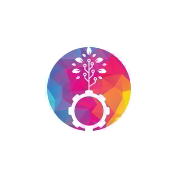 Gear leaf vector logo design. Green eco energy, technology and industry.
