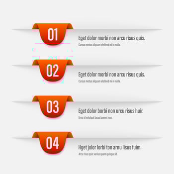 Infographics banners. A vivid illustration of the layout of the labels banner. Colored labels with a set of steps and parameters. A template for the design. All elements are isolated.EPS 10. vector