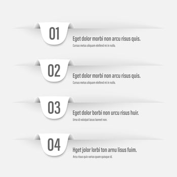 Infographics banners. A vivid illustration of the layout of the labels banner. Colored labels with a set of steps and parameters. A template for the design. All elements are isolated.EPS 10. vector