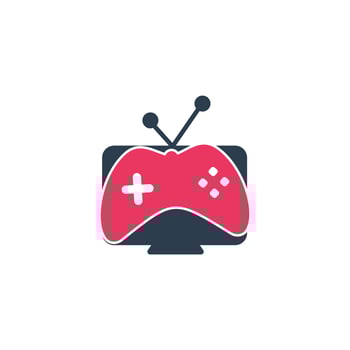 gamepad and tv, play game icon. Game and tv logo design vector