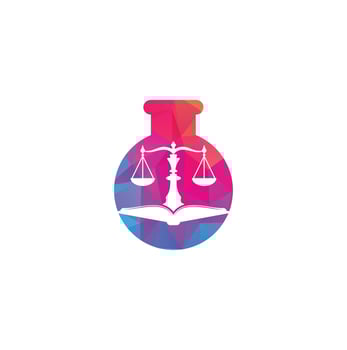 Law education lab shape concept logo design. Vector Libra and open book logo combination.
