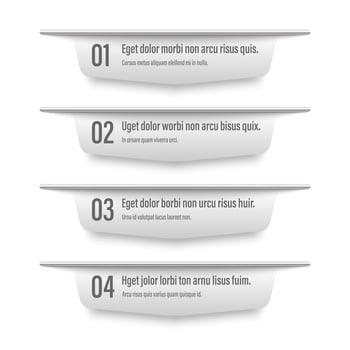 Infographics banners. A vivid illustration of the layout of the labels banner. Colored labels with a set of steps and parameters. A template for the design. All elements are isolated.EPS 10. vector