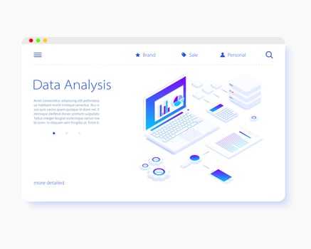 File storage Cloud. isometry vector illustration. The concept of data Storage and processing. Sort and search. Transmission and processing of information. Simple 3D design. Template for web design.