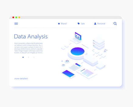 File storage Cloud. isometry vector illustration. The concept of data Storage and processing. Sort and search. Transmission and processing of information. Simple 3D design. Template for web design.