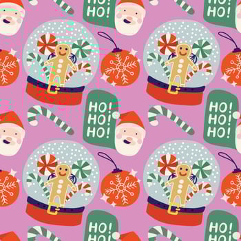 cute handraw christmas  elements design pattern pink background vector