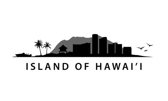 Island of Hawai'i American State in USA Skyline Landscape Vector Graphic