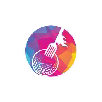 Golf and fork logo design template. Golf restaurant logo design vector creative illustration