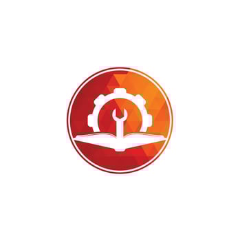 Repair Book Logo Template Design Vector. Book and wrench logo design vector