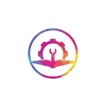 Repair Book Logo Template Design Vector. Book and wrench logo design vector