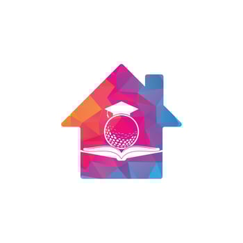 Graduation Book golf home shape logo design vector. Golf Book Icon Logo Design Element vector