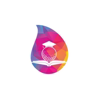 Graduation Book golf drop shape logo design vector. Golf Book Icon Logo Design Element vector