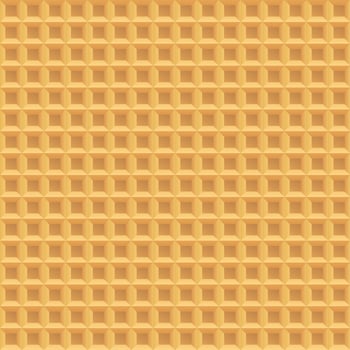 Seamless realistic wafer pattern. Waffle texture background. Ice cream cone structure. Sweet dessert crisp cookie background. Yummy repeat food texture. Vector illustration
