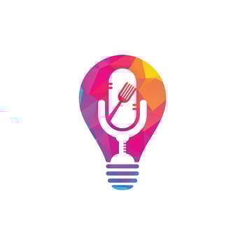 Podcast food bulb shape concept logo icon designs vector. Food Podcast for sign, mascot or other. vector