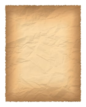 Old paper with burnt edges isolated on white background with place for your text. Vector illustration