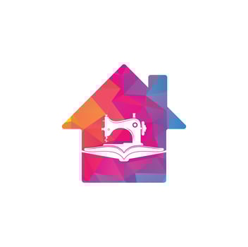 Book Manual sew machine home shape logo. Simple illustration of manual sew machine icon. vector