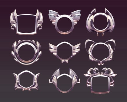 Empty silver frames for game award labels vector