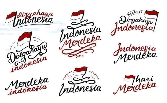 Indonesian Independence day lettering quotes. Hand written independence day. vector