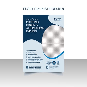 Tailor service flyer design template. Stylish tailor service poster leaflet design. Custom tailoring service flyer template. vector