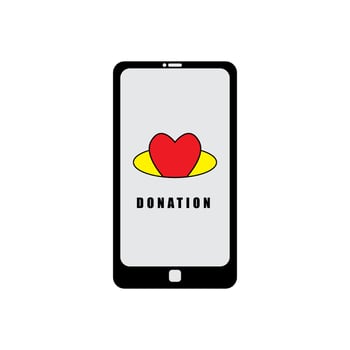 Donate to smartphone charities online from home. donate money with flat vector charity online payment.