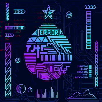 Christmas cyber element shape in cyberpunk background. vector