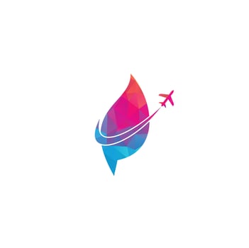 Leaf Plane Travel Logo Design Template. Travel with leaf logo design vector