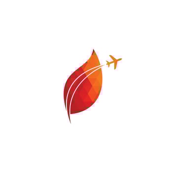Leaf Plane Travel Logo Design Template. Travel with leaf logo design vector