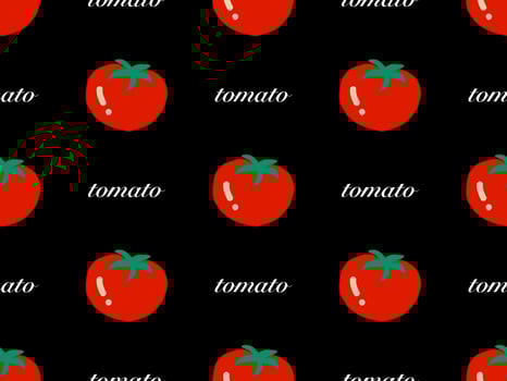 Tomato cartoon character seamless pattern on black background vector