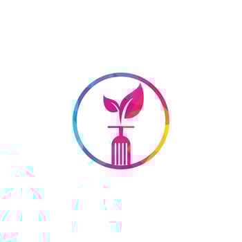 Healthy food logo template. Organic food logo with spoon and leaf symbol. vector