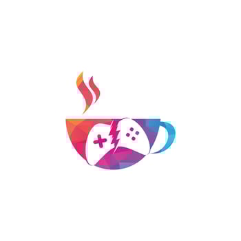 Game cafe logo. Thunder game coffee cafe logo design. vector