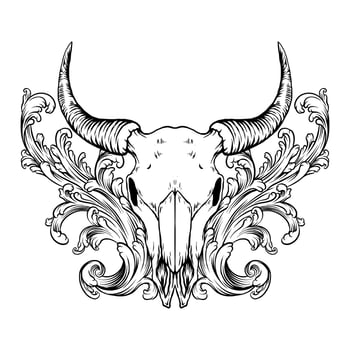 Bull skull ornament vector art