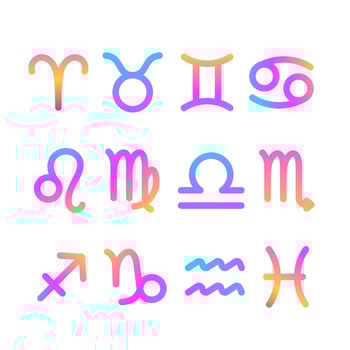Set of colorful gradient neon astrological signs. vector