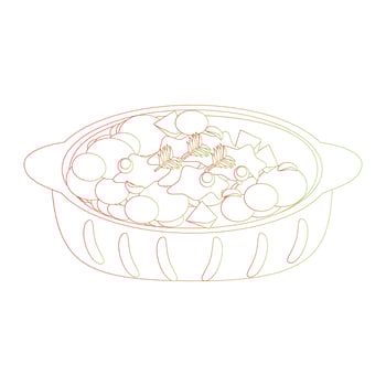 Cute oatmeal porridge. Cartoon food. Isolated on white background, flat design, line art, EPS10 vector