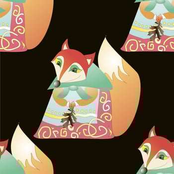 Vector seamless pattern with cartoon fox. Animal print. children background. Baby illustration
