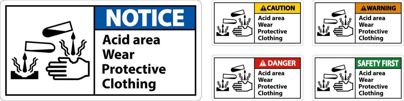 Acid Area Wear Protective Clothing Sign vector