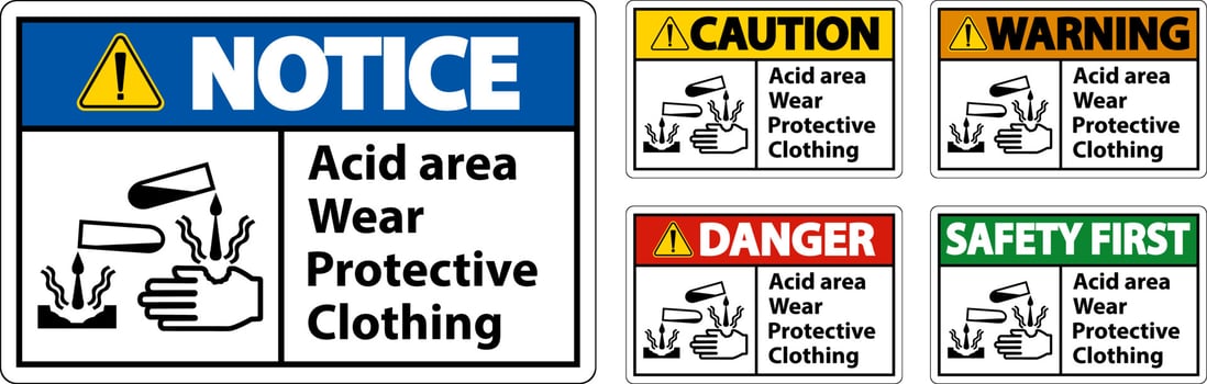 Acid Area Wear Protective Clothing Sign vector