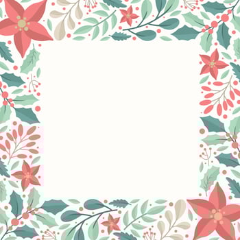 Winter Floral And Nature Plant Hand Drawn Border vector