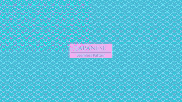 Japanese seamless pattern, Blue and pink minimalist background, decorative wallpaper. Vector illustration