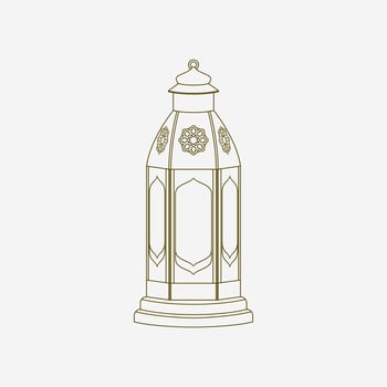 Editable Isolated Standing Arabian Lantern Vector Illustration in Outline Style for Islamic Occasional Theme Purposes Such as Ramadan and Eid Also Arab Culture Design Needs