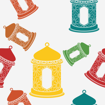 Editable Flat Monochrome Style Arab Lanterns Vector Illustration With Various Colors as Seamless Pattern for Creating Background of Islamic Occasional Theme Such as Ramadan and Eid or Arab Culture