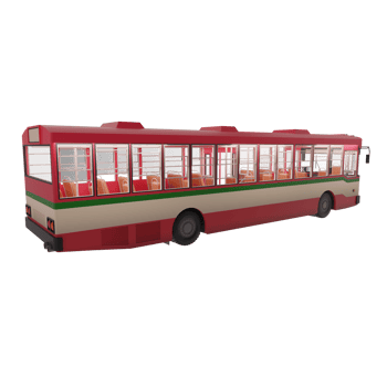 3D render thailand city bus red green white color. right side and focus on rear to front composition view. opposite the door side png illustration