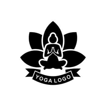 Yoga pose logo vector. lotus position silhouette. vector