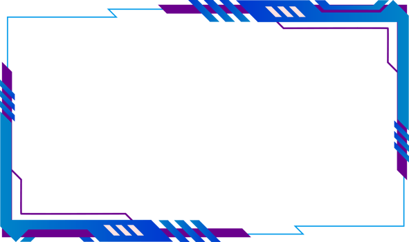 Simple gaming screen panel overlay PNG design with blue color. Live streaming overlay and broadcast border image with blue color. Online user interface PNG with abstract shapes.