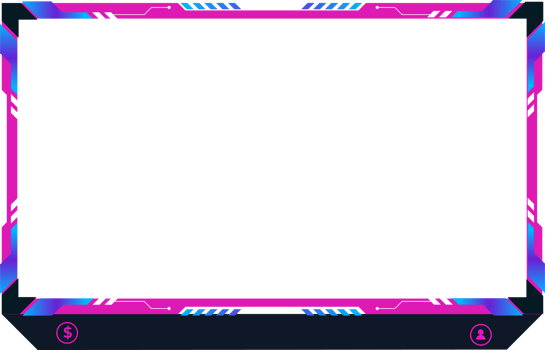 Girly screen overlay PNG with pink and dark colors. Gaming screen panel image with abstract shapes for the broadcast system. Digital streaming overlay panel with girly color light effects.