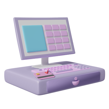 cash register machine isolated. 3d illustration or 3d render png